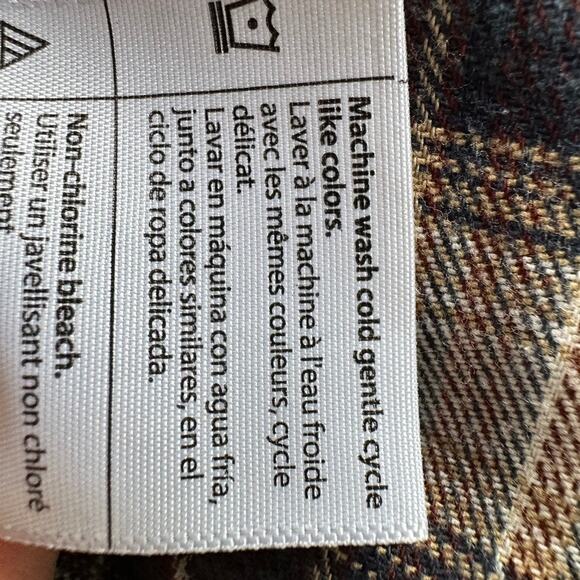 Carhartt Woman's Plaid Flannel Shirt Button Front Long Sleeve SMALL Brown Blue - Picture 9 of 9